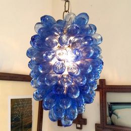 European Hand Blown Glass Chandelier Lamp Creative Style Energy Saving Lamps Western Restaurant Blue Color Art Lighting Bar Balcony Chandeliers Home Decor
