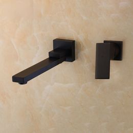 Matte Black Bathroom Bathtub Faucet Wall Mounted Solid Brass Shower Bathroom Basin Sink Brass Tap Water Mixer Faucet