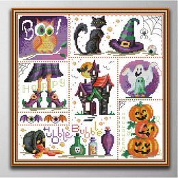 Halloween Handmade Cross Stitch Craft Tools Embroidery Needlework sets counted print on canvas DMC 14CT /11CT