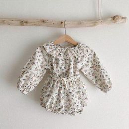 Baby Floral Suit Spring Girls Clothing Set Blouse and Shorts 2 Pcs Peter Pan Collar 210521