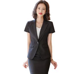 Women's Two Piece Pants Spring Womens Suits Blazer With Black Formal Fashion Grey Business 2 Set Skirt Suit