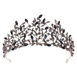 -Haarklammern Barrettes Jinglang Hochzeit Retro Kopfschmuck Stirnband Barock Antiquitätenblätter mit schwarzem Strassstein Multicolor -Brautkronen -Zugang