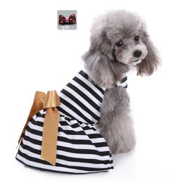 Hundebekleidung, schwarz-weiß gestreift, Haustier-Katzenkleid für Hunde, Rock, Sommer, kleine, mittelgroße Kleidung, Reisezubehör