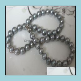 Beaded Necklaces & Pendants Jewellery 9-10Mm Grey Natural Pearl Necklace 18Inch Womens Gift Bridal Drop Delivery 2021 Uh1Rn
