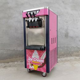 Commercial Vertical Soft Ice Cream Machine Three Flavours Dessert Vending Machine LCD Panel Yoghourt Makers
