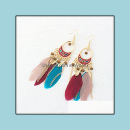 Dangle & Chandelier Earrings Jewellery Bohemian Fashion Womens Feather Tassels Romantic Female Ornaments S232 Drop Delivery 2021 Mxw5K