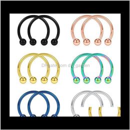 & Studs Body Jewellery Drop Delivery 2021 Horseshoe Fake Ring C Clip Bcr Septum Lip Stainless Steel Piercing Falso Nose Rings Hoop For Women Me