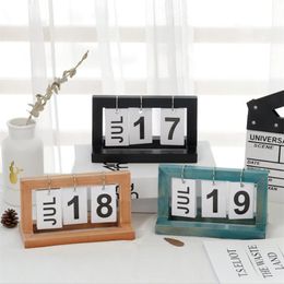 Novelty Items Creative Home Calendar Desktop Decoration Retro Simple Coffee Shop Office Living Room Wooden Manual Flip Supplies