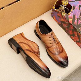 Leather Shoes Men Dress Shoes Business Pointed Toe Lace-Up Wedding Shoe Rubber Sole Breathable Male Shoee size 38-45