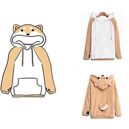 Doge Muco Hoodie Long Sleeve Cute Shiba Inu Dog Clothes Animal Causal Hooded Autumn Winter Warm Sweatshirt 3D Dog Ear and Tail Y0820