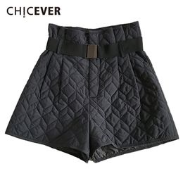 CHICEVER Korean Shorts For Women High Waist Sashes Pockets Minimalism Plus Size Cotton Loose Short Female Fashion Clothing 210724