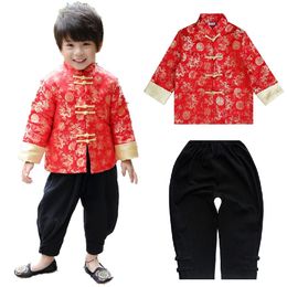 Chinese Boy Jacket Tang Suit Traditional Cardigan Costumes Baby Boy Clothes Outfits Kids Outerwear Children Coat Tops 210413