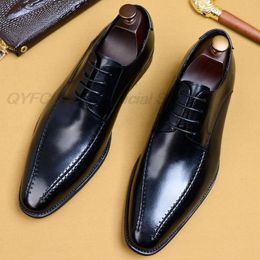 Italian Mens Dress Shoe For Suit Genuine Leather Black Brown Oxfords Men Wedding Shoes Party Business Formal Shoes For Men