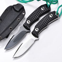 High Quality Survival Straight knife D2 Black/Satin Drop Point Blades Full Tang G-10 Handle Fixed Blade Knives With Kydex