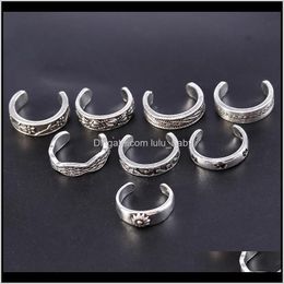 Toe Rings Body Jewelry Drop Delivery 2021 8-Piece Carving And Hollow Out Multi Element Foot Ring Cwaq1