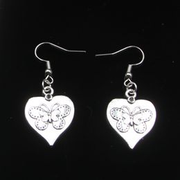 New Fashion Handmade 25*20mm Heart Butterfly Earrings Stainless Steel Ear Hook Retro Small Object Jewellery Simple Design For Women Girl Gifts