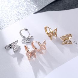 Fair Stud Earrings For Women Beautiful Delicate Butterfly Cubic Zirconia 3 Color Birthday Party Fashion Jewelry