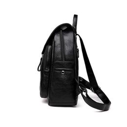 SMOOZA Womens Backpack 2021 Female PU Leather Back Pack Large Capacity School Bag For Girl Double Zipper Fashion Shoulder Bag Y0804