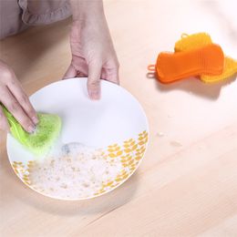 Kitchen Cleaning Brush Silicone Dishwashing Brush Fruit Vegetable Dish Washing Cleaning Brushes Pot Pan Sponge Scrubber CCF6952