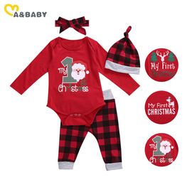 3-24M My 1st Christmas Baby Clothes born Infant Boy Girl Xmas Set Cartoon Romper Pants Outfits Costumes 210515