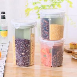 plastic beans Canada - Storage Bottles & Jars Rice Beans Jar With Seal Cover 4 Lattices Refrigerator Preservation Container Plastic Kitchen Box