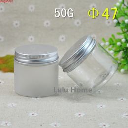 100pcs/lot 50g Aluminium Cap Plastic Cosmetic Jar Clear Frosted Container Cream Makeup Factory Wholesale jarhigh qty