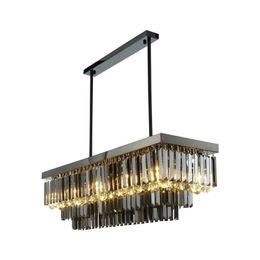 Modern smoky grey crystal chandelier pendant lighting luxur hanging lamp for dining room restaurant