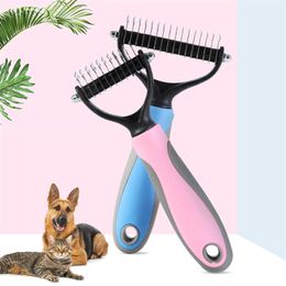 Haird Removal Comb for Dogs Cat Detangler Fur Trimming Dematting Deshedding Brush Grooming Tool For matted Long Hair Curly Pet With OPP Bags Free DHL