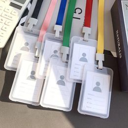 Women Men Transparent Employee's card Holder Name Credit Bank Card Neck Strap Card Bus ID Holders Identity Badge With Lanyard