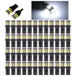 50-pack Car Bulbs 12V T10 7020 10SMD Car LED Wedge Reverse Instrument Panel Width Lamp Reading Light Bulbs