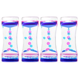 Other Clocks & Accessories 4Pcs Liquid Motion Bubbler Double Colours Oil Droplet Design Hourglass Funny Kids Toys