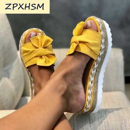 Women Sandals Platform Sandals Shoes Women Bow Summer Sandals Slipper Indoor Outdoor Flip-flops Beach Shoes Female Slippers F435 X0728