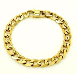 2021 Stainless Steel Bracelet Men Retro Jewelry 18K Gold Plated T and CO Curb Cuban Chain 6/8/12 mm Width 8" Inches
