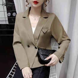 Autumn Ladies Formal Suit Womens Coat Long Sleeve Foreign Fashion Slim Jacket Double Breasted 12282 210521