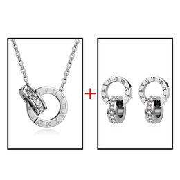 Pendant Necklaces Luxury Elegant Love Numeral Crystal Necklace Set For Women Fashion Stainless Steel Pendant Trend Designer Woman Wedding Gift Jewelry ONZ8