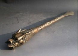 Elaborate Chinese Brass Carved Dragon Statue Shoehorn