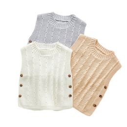 Baby Vest Knitted Sweater Kids' Waistcoat Autumn Style All-match Outer cloth baby girl winter clothes 210515