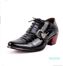 Pointed Toe Mens Wedding Boots Shoes Gentleman 6cm High Heeled Patent Leather Dress Party Shoes