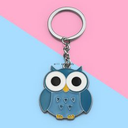 Gift Cartoon Bird Owl Key Ring Metal Enamel Owl Keychain Bag Hanging Women Men Student Fashion Jewellery Will and Sandy