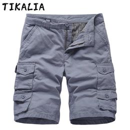 Shorts For Men Casual Cargo Multi-Pockets Street Wear Fashion Clothing Cotton Trousers Knee Length Zipper Fly 210714