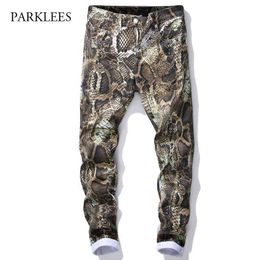 Snake Print Mens Pants Hipster Casual Slim Trousers Men Pencil Pants Streetwear Motorcycle Homme Oversize Jogger Outdoor 210524
