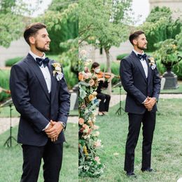 Tailored Groomsmen Business Tuxedos Black Slim Fit Mens Pant Suit Prom Party Wedding Suits Outfit (Jacket+Pants)