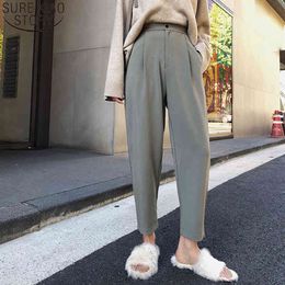 Women High Waist Casual OL Style Loose Plus Size Button Suit Harem Pants Spring Female Trousers Pantalon Mujer 9657 210417