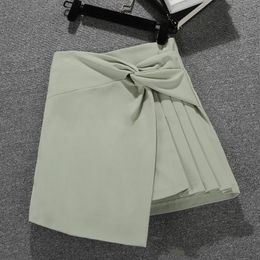 Skirts Short Mini Skirt Women's Summer Chic High Waist Slimming A- Line Pleated All-match Irregular Office Lady Student