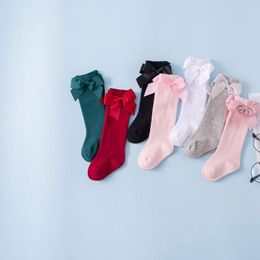 Baby Girl Socks Big Bow Floor Socks Cotton Kids Socks Student Princess Pink Footwear Knee High Baby Pantyhose 7 Colors BT5332