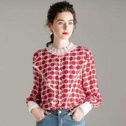 Blusas De Manga Larga De Seda Roja Oferta Online | DHgate.com