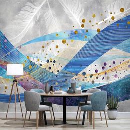 Wallpapers Custom Mural Wallpaper Modern 3D Abstract Lines White Feather Living Room TV Sofa Background Wall Decor Papel De Parede Sala 3 D