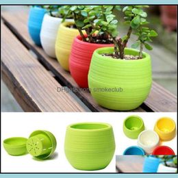 Planters Supplies Patio, Lawn & Gardening Planter Pots Mini Plastic Flower Flowerpot Home Garden Office Decor Suent Plant Drop Delivery 2021