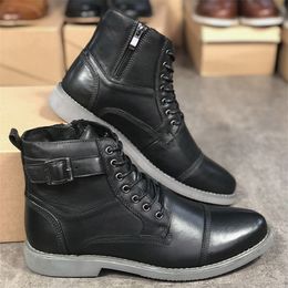 mens dress boots fashion NZ - Fashion Men Martin Boot Oxford Lace Up Formal Dress Shoes High Top Genuine Leather Sneakers Male Non-slip Ankle Boots Party Wedding Shoe 014
