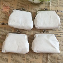 DIY White Pure Canvas Storage Bags Girls Children Coin Purse Wallet Blank Plain Gift Clutch Organizer Bags